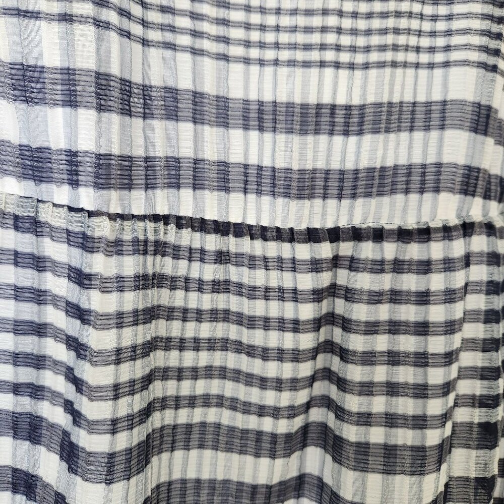 Marie Oliver Bay Dress Organdy Check Blue White Gingham Ruffle Coquette Feminine - Picture 4 of 12
